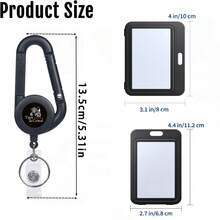 1 Peça (Clipe Retrátil + Porta-Cartão) Suporte de Crachá Redondo Retrátil, Clipe de Crachá para Trabalhador Médico, Puxador Anti-Perda para Mochila ao Ar Livre, Capa Protetora Vertical para Cartão de Identificação, Puxador de Chaveiro para Cintura, Acessório de Pesca ao Ar Livre, Suporte de Crachá de Trabalho, Adequado para Médicos, Professores, Motoristas de Caminhão, Trabalhadores, Suprimentos de Escritório Masculinos, Presente de Escritório para Enfermeira (Preto) - Estilo simples - Visão 2