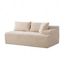 Modular Compression Sofa In Chenille Fabric, Filled With 30D High-Resilience Foam. Easy To Move And Featuring A Non-Slip Base, It Is Ideal For Living Rooms And Other Spaces. Ivory Color. - 米色 - 查看 8