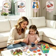 Set Mainan Dapur Mini untuk Anak-Anak, Cocok untuk Anak Laki-Laki dan Perempuan Usia 3-8 Tahun, Bermain Peran Memasak, Menggoreng, Memotong Buah dan Sayuran, Peralatan Makan, Peralatan Masak, Makanan, dan Aksesoris Realistis - MultiWarna - View 3