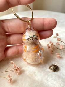 1pc Cute Soft Cat Fur Ball Pendant Transparent Pet Hair Gacha Keychain, High-Quality Acrylic Sealed Storage, Fur Collection Memorial Box, Bag Charm Portable Key Chain, Creative Pet Keepsake, Valentine's Day Gift - Hair Collection Pendant - View 2