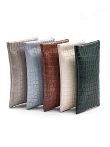 1pc Embossed Crocodile Pattern Glasses Storage Bag, Auto-Closing Flexible Glasses Pouch, Suitable For Glasses, Lipstick And Small Daily Items - Multicolor - View 2