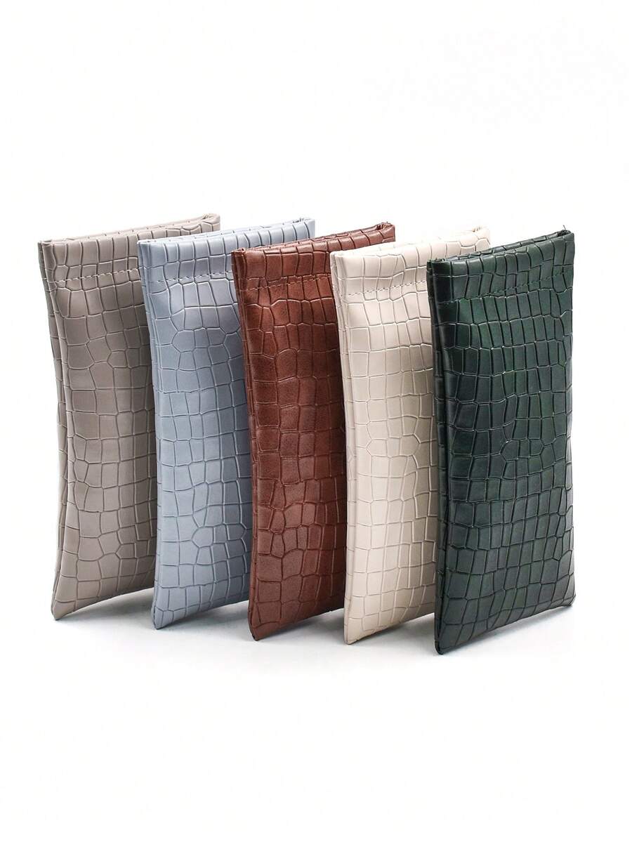 1pc Embossed Crocodile Pattern Glasses Storage Bag, Auto-Closing Flexible Glasses Pouch, Suitable For Glasses, Lipstick And Small Daily Items