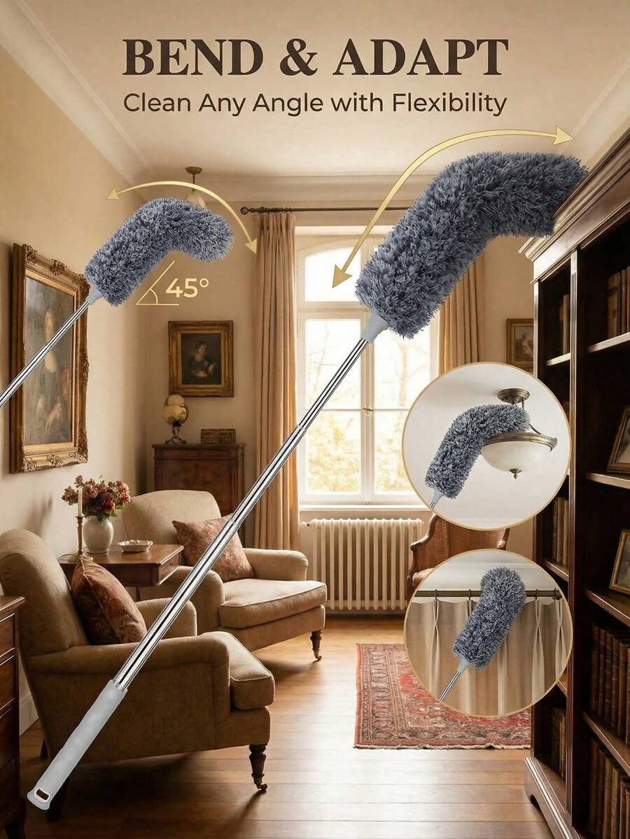 SMEGGEMS Multifunctional Extendable Duster, Bendable Head, Reusable And Washable, Suitable For High Ceilings, Furniture And Car Cleaning - View 1