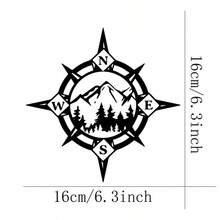 1 pieza Pegatina de brújula de camping para coche, patrón de montaña & bosque, vinilo impermeable & resistente al sol, adecuado para ventana triangular del coche, vidrio trasero, camión, RV, pickup, portátil, ventana & decoración de motocicleta - Brújula de camping - Ver 7