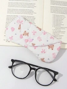 1pc Heart-Shaped Quilted Fashion Glasses Case, Bow Pattern Fashion Glasses Pouch, Women's Glasses Bag, Fashion Glasses Pouch, Glasses Case, Glasses Frame, Girls Glasses Storage Box, Summer Travel Fashion Glasses Pouch, Suitable For Travel, Vacation And School, Fashion Glasses Pouch, Multifunctional Storage Bag - Multicolor - View 6
