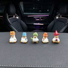 5pcs Cute Lucky Duck Car Interior Decor, Dashboard Rearview Mirror Ornament, Desktop Electric Vehicle Decoration - Lucky Duck - View 3
