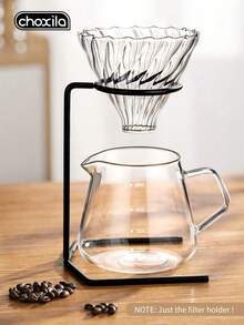 choxila 1pc Vintage Coffee Pour Over Pot Metal Handheld Stand Universal Drip Filter Glass Filter Cup Base - Black - View 6
