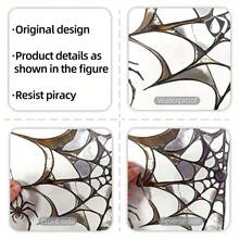 1pc11.81in Halloween Spider Web Static Cling Window Sticker, Double-Sided Visible Stained Glass Style Cobweb Decal With Hanging Spider For Home Window, Glass Door, Party Decor - Spider Web - View 9