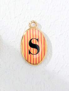 1 pieza Dijes de Letras Iniciales para Hacer Joyas DIY, Colgantes de Alfabeto Ovalados con Esmalte Dorado y Rayas de Colores, Dijes Surtidos A-Z para Pulseras y Collares - Multicolor - Ver 28