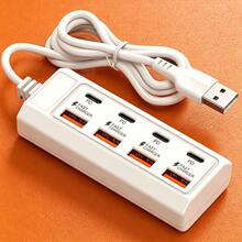 8-Ports USB Adapter[4USB+4PD] 25W Hub Fastcharging Multi-Interface,Fast Charging Wide Compatibility Compatible With USB Interface Devices, Suitable For 5V USB Devices Such As Computers, Laptops, Tablets, Etc,25W Fast Charging Wall Charger Station 8-Port USB Hub (4USB-A + 4 Type-C PD Ports) - Simultaneous Charging ForTablets/Laptop/Smart Devices - Multi-Interface Charger With Smart Charging Tech - Multicolor - View 2