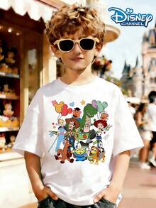 Disney Toy Story Buzz Lightyear&Woody Print Summer Tops,Boy Clothes For Kids,Boys Summer Outfits,Ropa Para Niños,Graphic Tees Teen Boys,Summer Clothes - 白色 - 查看 2