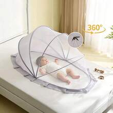 1pc Baby Mosquito Net Cover, Foldable Mosquito Net, Universal For Baby Crib, Newborn Mosquito Net - Grey - View 1