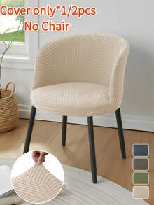 1/2pcs Solid Color Half-Round Nordic Jacquard Bar Stool Chair Cover, Full Coverage Chair Protector, Suitable For Coffee Bar Home Decor - Olive Green - View 1
