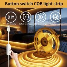 LQHZMYY 1pc COB Light Strip With Switch, USB Interface, Flexible COB, Soft LED Lighting, DC5V, 8MM Width, Self-Adhesive Backing, Suitable For Mirror Lighting, Indoor Decor, Kitchen Cabinets, Etc. - Warm white light - View 3