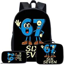 3 PIEZAS Mochila Escolar de 16.5 Pulgadas con Bolso de Mano y Estuche para Lápices para Primaria, Escuela Primaria y Secundaria - 67 marrón - Ver 9