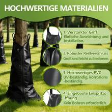 75L PVC Tree Watering Bag 3pcs/5pcs Zippered Durable Irrigation Bag For Young Trees Shrubs Garden (Green/Black) - 黑色 - 查看 3