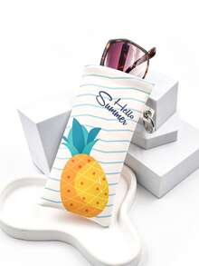 1pc Beach Holiday Pattern Glasses Pouch/Case, Auto-Closing Hook Design, Can Store Glasses, Earphones And Small Personal Items - Multicolor - View 7