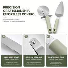 1set Stainless Steel Pizza Cutter Wheel & Serving Spatula Set, Non Slip Handle Baking Tool For Pizza Cake Pastry - View 5