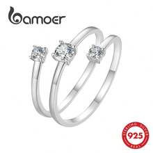 BAMOER Cincin Terbuka Bypass Perak Sterling S925 Asli Hypoallergenic Cincin Janji Bertumpuk untuk Wanita Perhiasan Mewah Hadiah Janji Ulang Tahun untuknya - MSR043-E - View 11