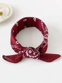 5 chiếc khăn vuông họa tiết paisley màu đỏ rượu vang phong cách vintage, khăn quàng cổ buộc tóc DIY đa năng unisex - Màu Đỏ Sâu - Xem 10