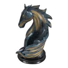 SHIOUCY Weinflaschenhalter, 17x30 cm, Pferdestatue, Harz-Weinregal für Wohneinrichtung&Bar, Dekorative Aufbewahrung für Weinflaschen mit einem Durchmesser von 7,2cm (Blau+Gold) - Übersicht 10