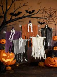 1pc/Set - Halloween Decoration Grim Reaper Skeleton Large Hanging Ghost Haunted House Bar Scene Props Witch Witchcraft Hanging Ornament - View 2