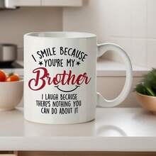 Taza de café de cerámica de 11oz con frase divertida para hermano, taza de té de porcelana con "Sonrío porque eres mi hermano", vajilla novedosa y humorística para hermanos, regalo perfecto de cumpleaños, Navidad y vacaciones para hermano mayor/menor, regalo broma familiar divertido para hermanos - Multicolor - Ver 7