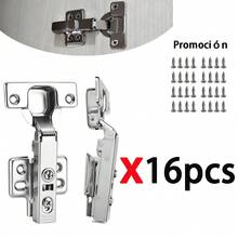 16 Piezas Bisagra Amortiguada Para Gabinete Acero Inoxidable Apertura 110 Grados Con Tornillos Incluidos Para Muebles Y Armarios - Paquete de 16 - Ver 1