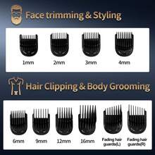 Conduroma Beard Trimmer For Men, Hair Clippers & Electric Razor For Men, Cordless Hair Clippers For Shaving Face Mustache & Body Hair, Rechargeable Grooming Trimmer, Gift For Men, Black - A - View 7