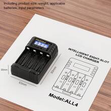 1個 PD 20W LCD 通用快速電池充電器，具備專業放電容量測試功能與容量顯示，18650 電池充電器，兼容 3.7V 鋰電池及 1.2V Ni-MH Ni-Cd AA AAA 電池 - 黑色 - 查看 4