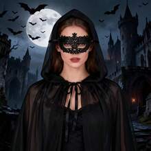 180m Halloween Hooded Mesh Witch/Grim Reaper Cape Cloak Cosplay Costume Party Ball Shawl - View 3