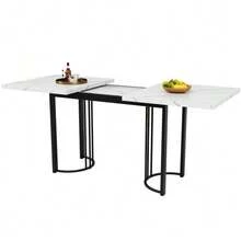 Dining Set (5 Pieces), Extendable Table For 4 People, Rectangular Table 140 X 80 Cm With 4 Chairs, Metal Frame, Black Velvet Chairs. - 黑與白 - 查看 4