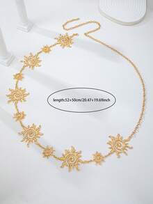 1pc Gold Bohemian Sun Spiral Waist Chain For Women, Sunburst Body Belly Chain, Bohemian Style Adjustable Beach Bikini Body Jewelry - Gold - View 3