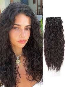 24 Zoll 6 Stücke/Set kleine lockige Haarextensions, Woll-Locken Clip-In Haarextensions, Mais-Locken Synthetikfaser Haarextensions, Synthetikfaser Haarextensions, Haarspangen, Haarspangen, geeignet für Frauen KDEV - Verschiedenfarbig - Übersicht 12