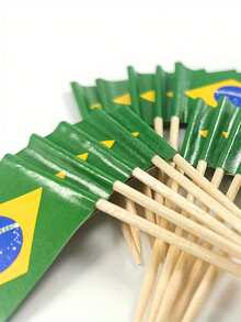 50/100/200 piezas Palillos con Bandera de Brasil - Perfectos para Decorar Cupcakes, Cócteles y Aperitivos | Adecuados para Fiestas, Bufés y Eventos Especiales, Palillos de Cóctel, Mini Banderas, Decoraciones de Cupcakes, Palillos con Bandera, Decoraciones de Fiesta, Celebraciones, Bar de Cócteles, Banderas para Pasteles, Suministros para Fiestas - A - Ver 4
