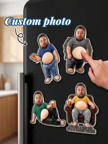 1pc Custom Dad Squishy Belly Photo Fridge Magnet, Personalized Face Father's Day Gift, Gag Refrigerator Magnet,Kitchen Decor,Husband Birthday Keepsakes,Beer Pizza Belly,Anti-Collision Fridge Magnet,It's Not A Dad Bod, It's A Father Figure - Multicolor - View 2