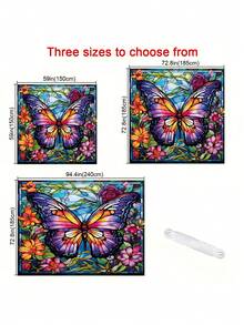 1pc Butterfly And Flower Print Design Sunshade, Outdoor Adventure Sunshade And Canopy, 2D Flat Printed Tent, Washable, Suitable For Garden, Camping, Beach And Other Multiple Scenes, Equipped With 4 Fixing Ropes And 4 Ground Stakes, Support Frame Not Included - Multicolor - View 11