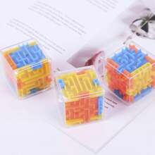 1 buah Aksesori Saku Lucu Kreatif, Ornamen Meja untuk Latihan Fokus di Kantor, Hadiah Unik Labirin Kubus Mini, Dekorasi Meja Portabel untuk Relaksasi Harian, Hadiah Liburan Jalur Manik-Manik 3D Berwarna-warni, Dekorasi Meja Labirin Kubus Transparan - multi warna acak - View 3
