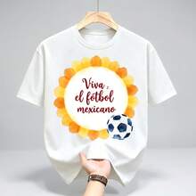 Men's Casual T-Shirt, Long Live Mexican Soccer, Sunflower Soccer Ball Summer Top, Short Sleeve - 黑色 - 查看 7