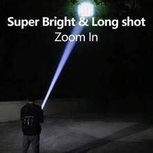 2 FUTUREM SDT-119 XPE LED Flashlight, Super Bright Flashlight With Hook, Rechargeable Camping Light With Zoom, Waterproof - Star - View 6