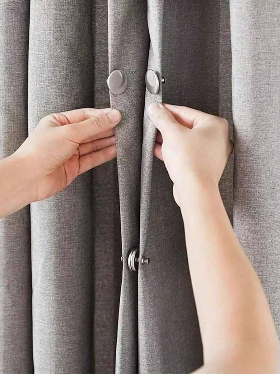 2/6/12/24 Pairs Modern Metal Magnetic Hooks, Wall-Mounted, Polished Surface, Fashion Style, Easy Installation, Strong Adsorption, Suitable For Curtains, Shower Curtains, Gap Sealing