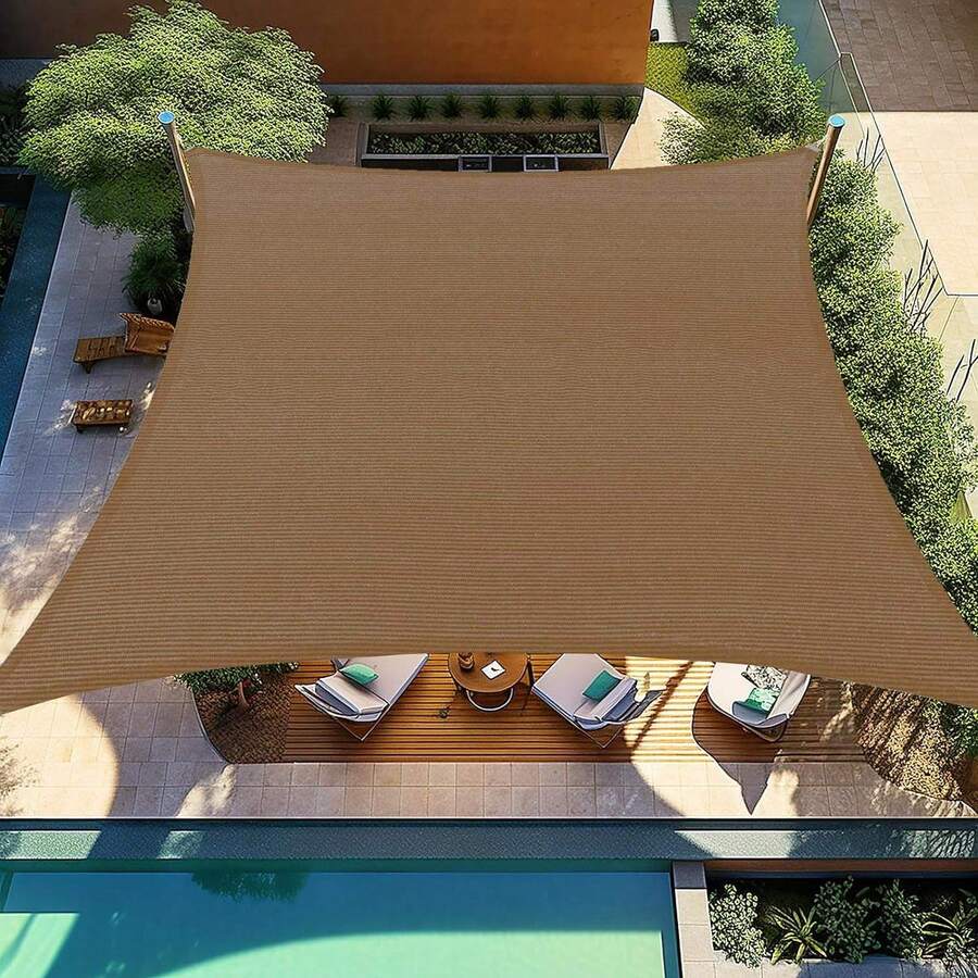12' X 16' Rectangular Brown Sun Shade Sail, UV Protection Sun Curtain, Suitable For Backyard, Patio, Deck, Outdoor Platform, Garden, Outdoor Activities And Facilities (We Make