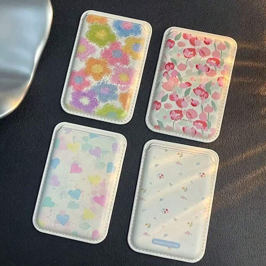 INS Tempat Kartu Telepon Beruang Lucu Kompatibel Dengan iPhone 11/12/13/14/15/16/17 Pro Sarung Kartu Magnetik Stiker Belakang Kulit PU - MultiWarna - View 1