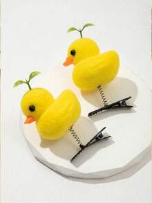 5/10/20pcs Cute Soft Plush Yellow Duck Hair Clips, Cartoon 3D Hair Accessories, Suitable For Girls, Hair Clips, Hair Pins, Head Accessories - Multicolor - View 8
