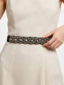 1pc Shiny Bohemian Palace Style Artificial Crystal Decorated Waist Belt, All Seasons - Multicolor - View 4