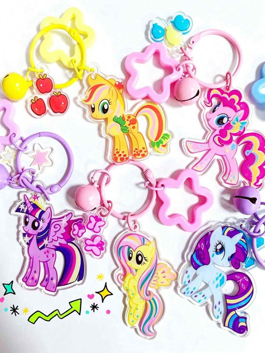 Hasbro 1個裝 卡通吊飾鈴鐺鑰匙圈 可愛包包配件 精緻後背包掛飾 車鑰匙鏈 衣物配件 鮮豔配色 派對小禮物 派對裝扮配件 適合畢業派對與生日禮物 - 彩色 - 查看 1