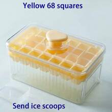 Molde de cubitos de hielo tipo presión con caja de almacenamiento de hielo, fabricador de hielo de liberación rápida con un clic, caja de almacenamiento de hielo semitransparente con tapa anti-desbordamiento, bandeja de hielo de silicona premium, apto para refrigerador, hogar, fiesta - A - Ver 11