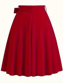 Dress + Solid Color Dress With Front Bow - 紅色 - 查看 2