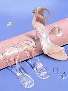 Semelles intérieures en silicone à talons hauts pour femmes, antidérapantes, convenant aux talons hauts pour femmes et aux chaussures de sport pour hommes, convenant pour l'été, la rentrée scolaire, les bottes et autres occasions, convenant pour l'extérieur, les sports, les voyages, la maison, le bureau, l'école, etc. - transparent - Voir 2