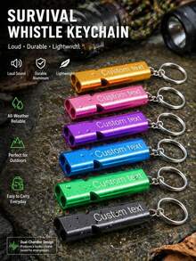 [Customized] Outdoor Functional Style Survival Whistle Keychain, High Decibel Dual-Tube Design, Customizable Name, Portable Hanging Clip, Camping Hiking Hunting Emergency Rescue, Referee Cheerleading Sports Training, Multi-Functional Portable Tool, Birthday Easter Personalized Gift, Unisex Suitable For Outdoor Adventure Backpack Key Ring Car Key Attachment, Loud Reminder Positioning, Rescue Backup, Student Sports Meet Command, Portable Space-Saving, Customized Name Identification Easy To Distinguish, Lightweight Durable Daily Commute Backup - Multicolor (whistle) - View 2